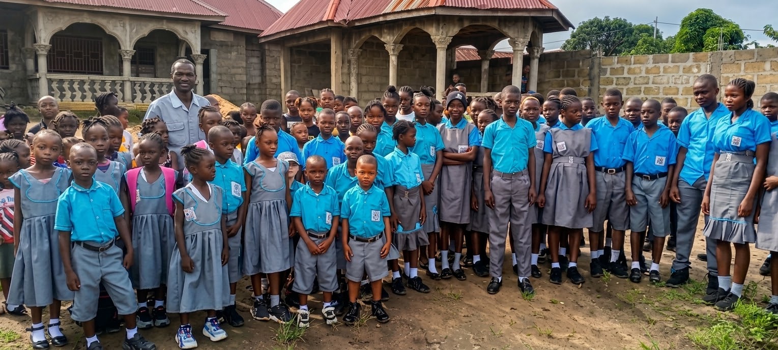 Royal Experimental Academy students gathered together in school uniform